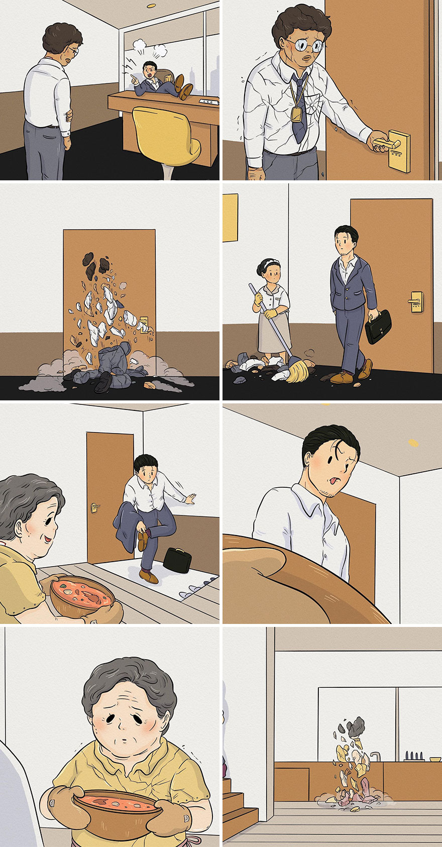 他的漫畫沒有一句對白，卻深深打動人心
