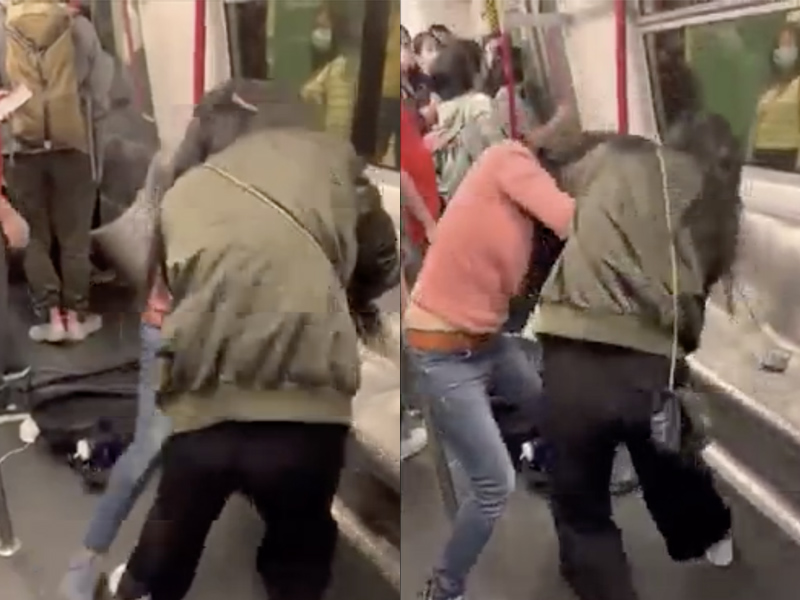 港女車廂內互扯頭髮互摑16巴