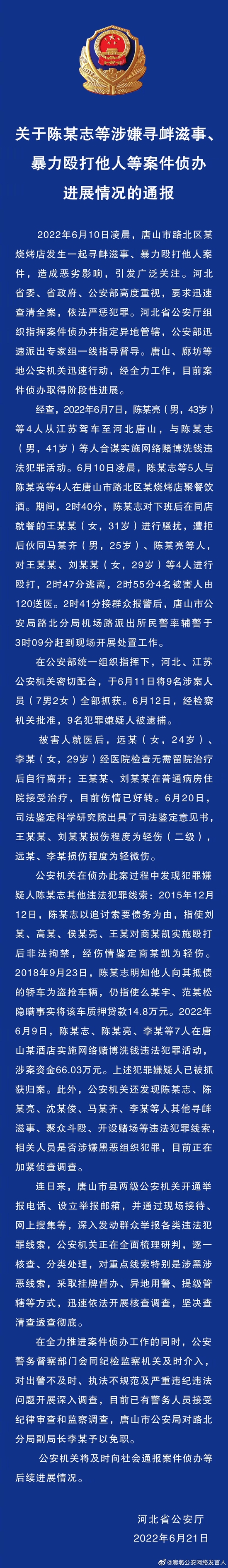 唐山被暴打女子 只被鑒定為輕傷
