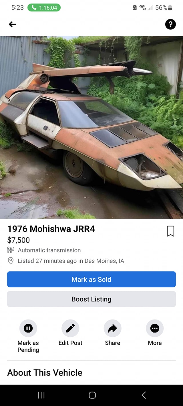 用AI製作二手飛行車圖片，放上二手平台，結果 ...