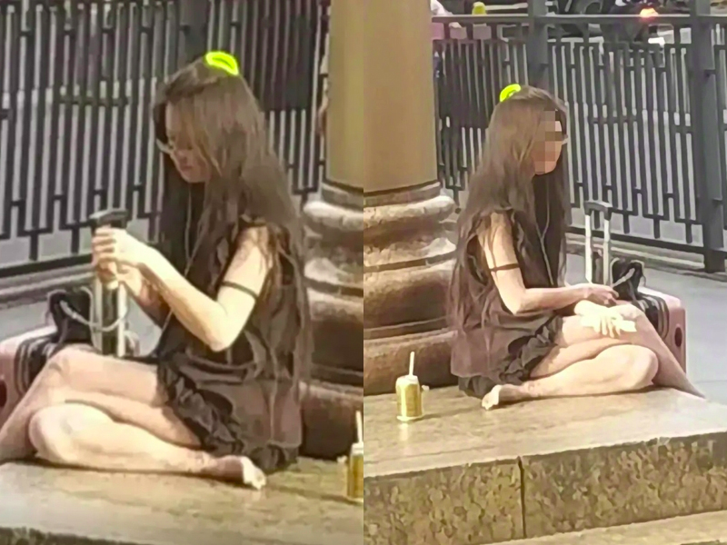 視頻：短裙白皙正妹，衣着單薄流浪深圳街頭